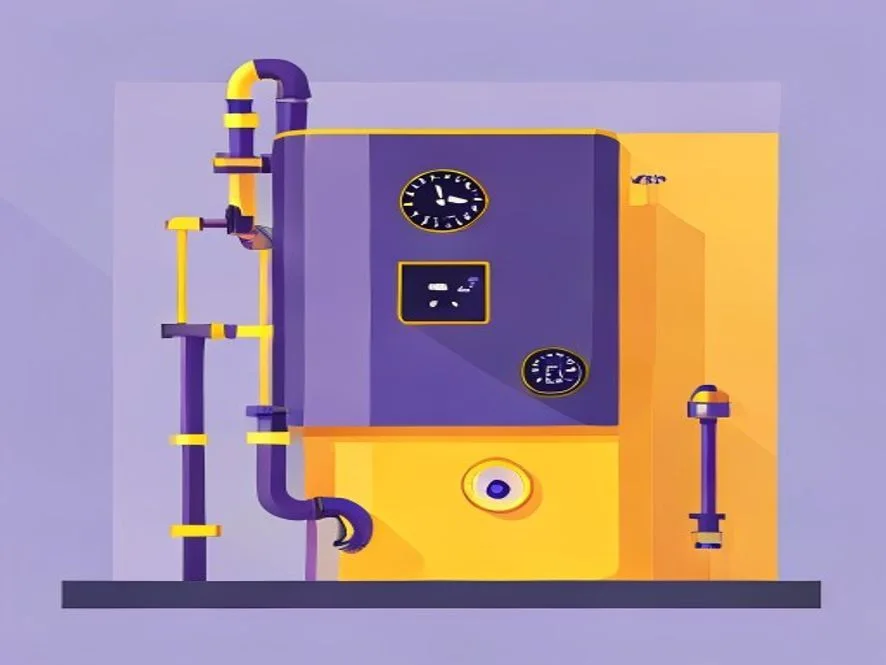 Ilustración técnica de un calentador residencial
